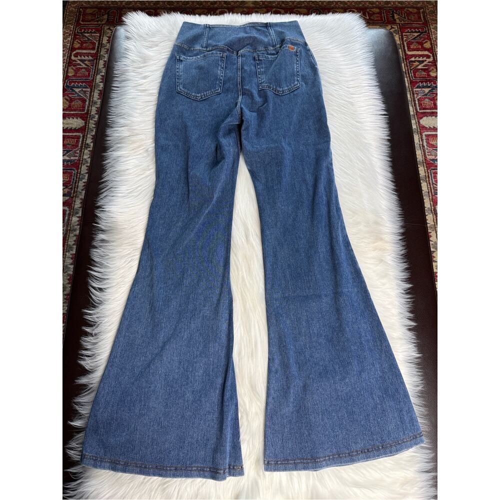 Halara Flex Light Blue Crossover Waist High Rise Flare Jeans - Picture 6 of 7